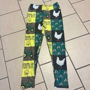 FarmLife" themed leggings by the brand Karmen Anne one size chicken tractor